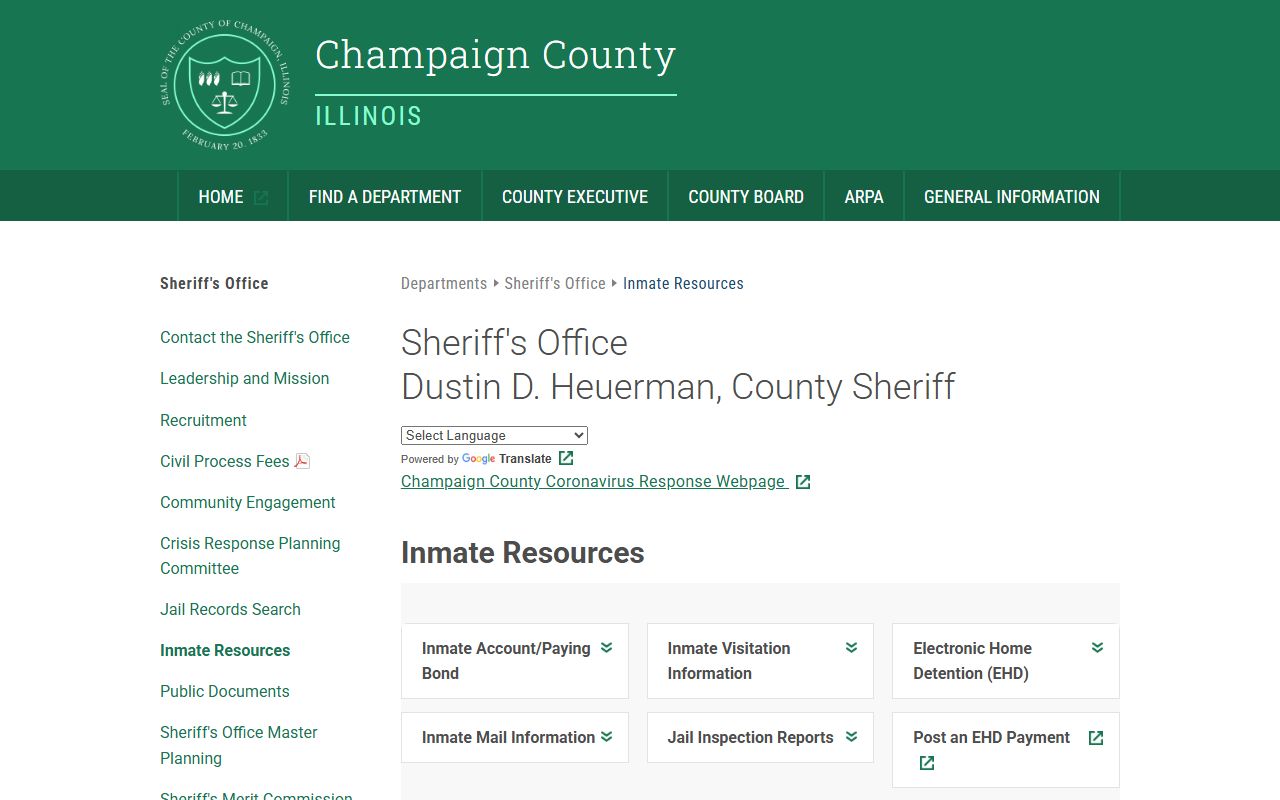 Champaign County inmate resources and jail mugshots information