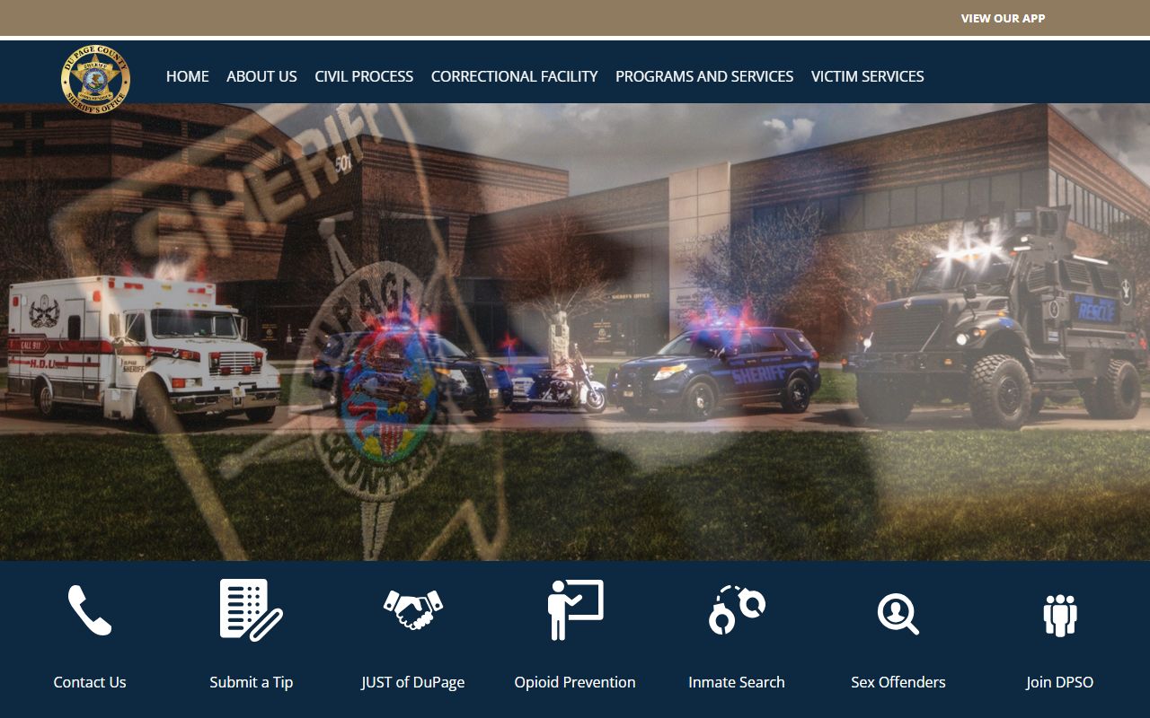 DuPage County Sheriff's Office website for jail mugshots