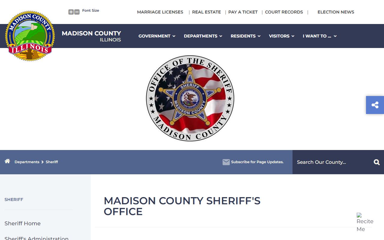 Madison County Sheriff's Office website for jail mugshots
