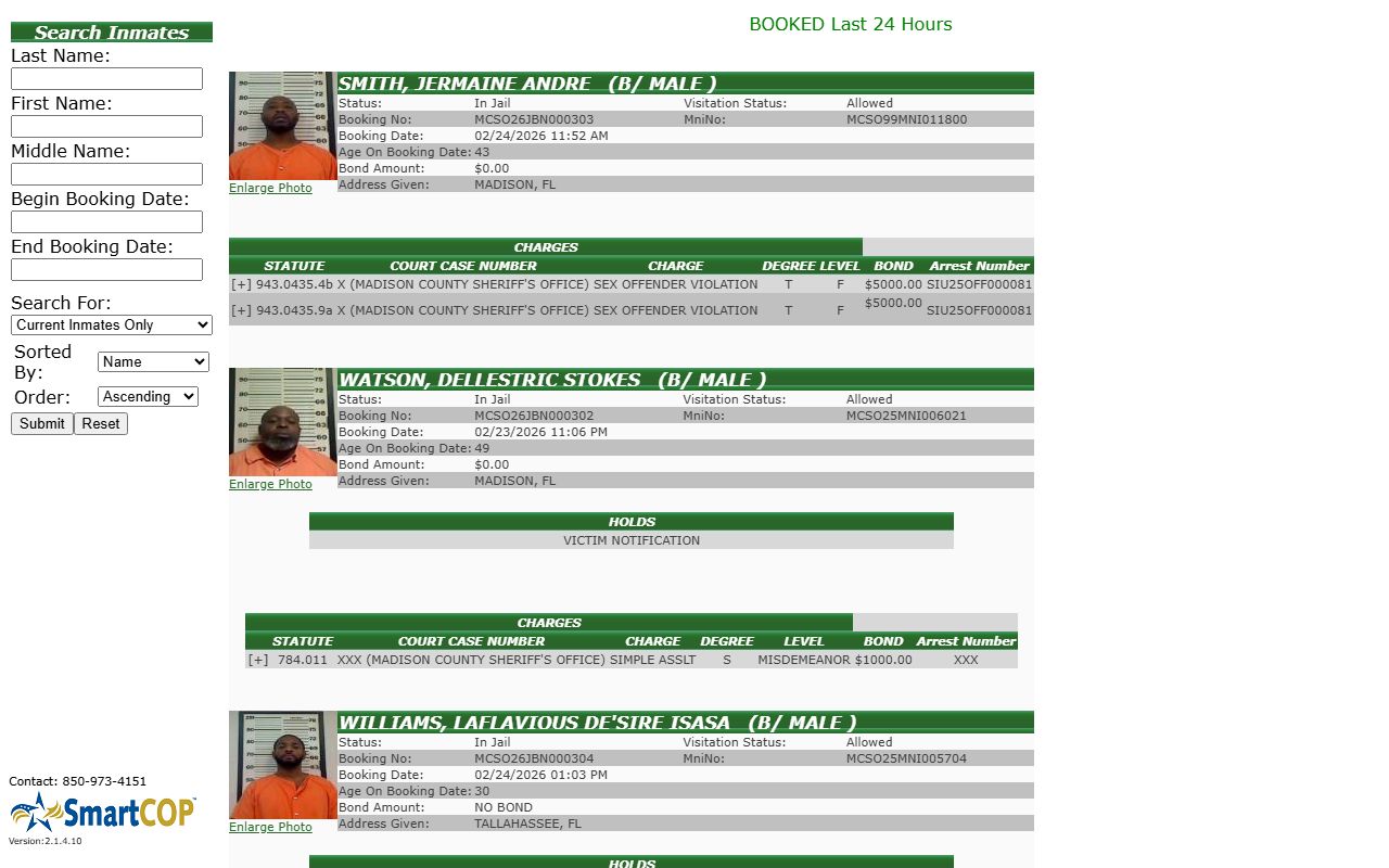 Madison County inmate search tool for jail mugshots and booking records