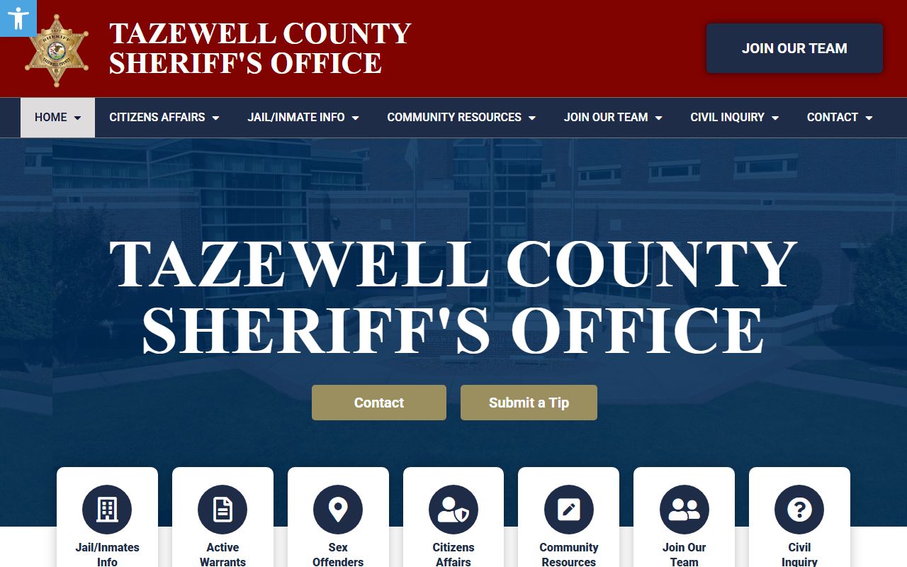 Tazewell County Sheriff's Office website for jail mugshots