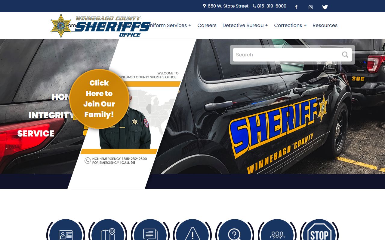 Winnebago County Sheriff's Office website for jail mugshots